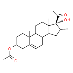 ChemSpider 2D Image | (8xi,9xi,10xi,13xi,14xi,16alpha)-17-Hydroxy-16-methyl-20-oxopregn-5-en-3-yl acetate | C24H36O4