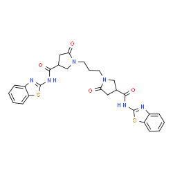 ChemSpider 2D Image | 1,1'-propane-1,3-diylbis[N-(1,3-benzothiazol-2-yl)-5-oxopyrrolidine-3-carboxamide] | C27H26N6O4S2
