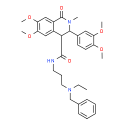 ChemSpider 2D Image | N-{3-[Benzyl(ethyl)amino]propyl}-3-(3,4-dimethoxyphenyl)-6,7-dimethoxy-2-methyl-1-oxo-1,2,3,4-tetrahydro-4-isoquinolinecarboxamide | C33H41N3O6