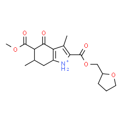 ChemSpider 2D Image | 5-(Methoxycarbonyl)-3,6-dimethyl-4-oxo-2-[(tetrahydro-2-furanylmethoxy)carbonyl]-4,5,6,7-tetrahydro-1H-indolium | C18H24NO6