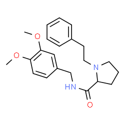 ChemSpider 2D Image | N-(3,4-Dimethoxybenzyl)-1-(2-phenylethyl)prolinamide | C22H28N2O3