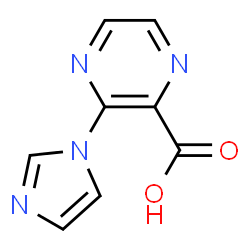 ChemSpider 2D Image | 3-(1H-Imidazol-1-yl)-2-pyrazinecarboxylic acid | C8H6N4O2