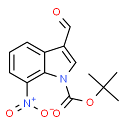 ChemSpider 2D Image | tert-Butyl 3-formyl-7-nitro-1H-indole-1-carboxylate | C14H14N2O5