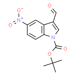 ChemSpider 2D Image | tert-Butyl 3-formyl-5-nitro-1H-indole-1-carboxylate | C14H14N2O5