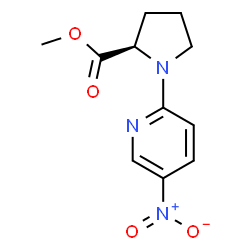 ChemSpider 2D Image | Methyl 1-(5-nitro-2-pyridinyl)-D-prolinate | C11H13N3O4