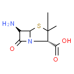 ChemSpider 2D Image | (2S,5S,6S)-6-Amino-3,3-dimethyl-7-oxo-4-thia-1-azabicyclo[3.2.0]heptane-2-carboxylic acid | C8H12N2O3S