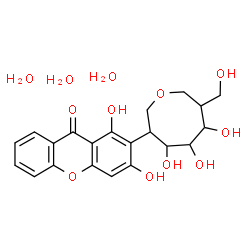 ChemSpider 2D Image | 1,3-Dihydroxy-2-[4,5,6-trihydroxy-7-(hydroxymethyl)-3-oxocanyl]-9H-xanthen-9-one trihydrate | C21H28O12