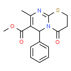 ChemSpider 2D Image | Methyl 8-methyl-4-oxo-6-phenyl-3,4-dihydro-2H,6H-pyrimido[2,1-b][1,3]thiazine-7-carboxylate | C16H16N2O3S