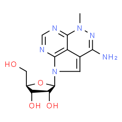 ChemSpider 2D Image | 5-Methyl-1-(beta-D-ribofuranosyl)-1,5-dihydro-1,4,5,6,8-pentaazaacenaphthylen-3-amine | C13H16N6O4