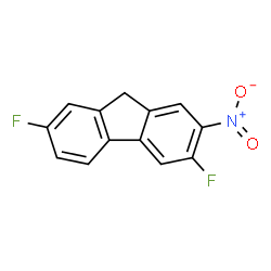 ChemSpider 2D Image | 3,7-Difluoro-2-nitro-9H-fluorene | C13H7F2NO2
