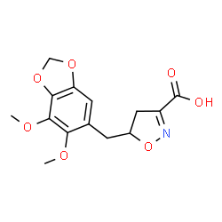 ChemSpider 2D Image | 5-[(6,7-Dimethoxy-1,3-benzodioxol-5-yl)methyl]-4,5-dihydro-3-isoxazolecarboxylic acid | C14H15NO7
