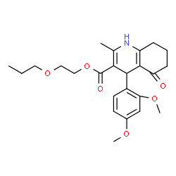 ChemSpider 2D Image | 2-Propoxyethyl 4-(2,4-dimethoxyphenyl)-2-methyl-5-oxo-1,4,5,6,7,8-hexahydro-3-quinolinecarboxylate | C24H31NO6