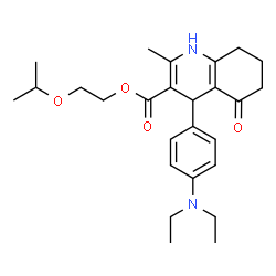 ChemSpider 2D Image | 2-Isopropoxyethyl 4-[4-(diethylamino)phenyl]-2-methyl-5-oxo-1,4,5,6,7,8-hexahydro-3-quinolinecarboxylate | C26H36N2O4