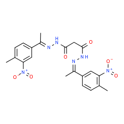 ChemSpider 2D Image | N'~1~-[(1E)-1-(4-Methyl-3-nitrophenyl)ethylidene]-N'~3~-[(1Z)-1-(4-methyl-3-nitrophenyl)ethylidene]malonohydrazide | C21H22N6O6