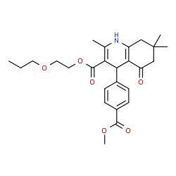 ChemSpider 2D Image | 2-Propoxyethyl 4-[4-(methoxycarbonyl)phenyl]-2,7,7-trimethyl-5-oxo-1,4,5,6,7,8-hexahydro-3-quinolinecarboxylate | C26H33NO6