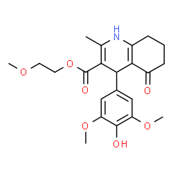 ChemSpider 2D Image | 2-Methoxyethyl 4-(4-hydroxy-3,5-dimethoxyphenyl)-2-methyl-5-oxo-1,4,5,6,7,8-hexahydro-3-quinolinecarboxylate | C22H27NO7