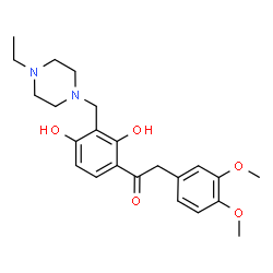 ChemSpider 2D Image | 2-(3,4-Dimethoxyphenyl)-1-{3-[(4-ethyl-1-piperazinyl)methyl]-2,4-dihydroxyphenyl}ethanone | C23H30N2O5