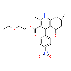 ChemSpider 2D Image | 2-Isopropoxyethyl 2,7,7-trimethyl-4-(4-nitrophenyl)-5-oxo-1,4,5,6,7,8-hexahydro-3-quinolinecarboxylate | C24H30N2O6