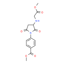 ChemSpider 2D Image | Methyl 4-{3-[(2-methoxy-2-oxoethyl)amino]-2,5-dioxo-1-pyrrolidinyl}benzoate | C15H16N2O6
