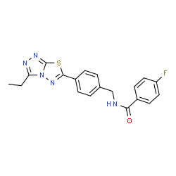 ChemSpider 2D Image | N-[4-(3-Ethyl[1,2,4]triazolo[3,4-b][1,3,4]thiadiazol-6-yl)benzyl]-4-fluorobenzamide | C19H16FN5OS