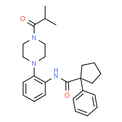 ChemSpider 2D Image | N-[2-(4-Isobutyryl-1-piperazinyl)phenyl]-1-phenylcyclopentanecarboxamide | C26H33N3O2
