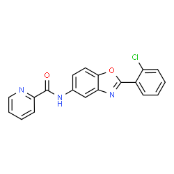 ChemSpider 2D Image | N-[2-(2-Chlorophenyl)-1,3-benzoxazol-5-yl]-2-pyridinecarboxamide | C19H12ClN3O2