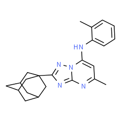 ChemSpider 2D Image | 2-(Adamantan-1-yl)-5-methyl-N-(2-methylphenyl)[1,2,4]triazolo[1,5-a]pyrimidin-7-amine | C23H27N5