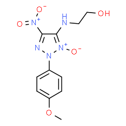 ChemSpider 2D Image | 2-{[2-(4-Methoxyphenyl)-5-nitro-3-oxido-2H-1,2,3-triazol-4-yl]amino}ethanol | C11H13N5O5