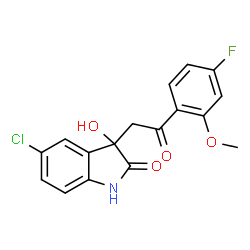 ChemSpider 2D Image | 5-Chloro-3-[2-(4-fluoro-2-methoxyphenyl)-2-oxoethyl]-3-hydroxy-1,3-dihydro-2H-indol-2-one | C17H13ClFNO4