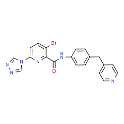 ChemSpider 2D Image | 3-Bromo-N-[4-(4-pyridinylmethyl)phenyl]-6-(4H-1,2,4-triazol-4-yl)-2-pyridinecarboxamide | C20H15BrN6O