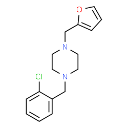 ChemSpider 2D Image | 1-(2-Chlorobenzyl)-4-(2-furylmethyl)piperazine | C16H19ClN2O