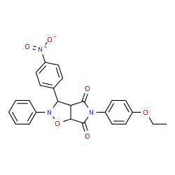 ChemSpider 2D Image | 5-(4-Ethoxyphenyl)-3-(4-nitrophenyl)-2-phenyldihydro-2H-pyrrolo[3,4-d][1,2]oxazole-4,6(3H,5H)-dione | C25H21N3O6