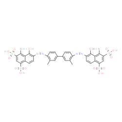 ChemSpider 2D Image | 6,6'-[(3,3'-Dimethyl-4,4'-biphenyldiyl)di(Z)-2,1-diazenediyl]bis(4-amino-5-hydroxy-1,3-naphthalenedisulfonic acid) | C34H28N6O14S4