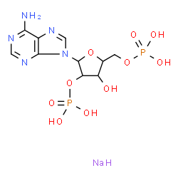 ChemSpider 2D Image | 9-(2,5-Di-O-phosphonopentofuranosyl)-9H-purin-6-amine - sodium (1:1) | C10H15N5NaO10P2