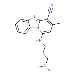 ChemSpider 2D Image | 1-{[3-(Dimethylamino)propyl]amino}-3-methylpyrido[1,2-a]benzimidazole-4-carbonitrile | C18H21N5