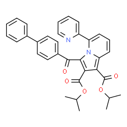 ChemSpider 2D Image | Diisopropyl 3-(4-biphenylylcarbonyl)-5-(2-pyridinyl)-1,2-indolizinedicarboxylate | C34H30N2O5