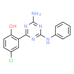 ChemSpider 2D Image | 2-(4-Amino-6-anilino-1,3,5-triazin-2-yl)-4-chlorophenol | C15H12ClN5O