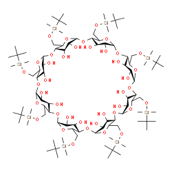 ChemSpider 2D Image | (1S,3R,6S,8R,11S,13R,16S,18R,21S,23R,26S,28R,31S,33R,36S,38R,41S,42R,43S,44R,45S,46R,47S,48R,49S,50R,51S,52R,53S,54R,56R)-5,10,15,20,25,30,35,40-Octakis({[dimethyl(2-methyl-2-propanyl)silyl]oxy}methyl
)-2,4,7,9,12,14,17,19,22,24,27,29,32,34,37,39-hexadecaoxanonacyclo[36.2.2.2~3,6~.2~8,11~.2~13,16~.2~18,21~.2~23,26~.2~28,31~.2~33,36~]hexapentacontane-41,42,43,44,45,46,47,48,49,50,51,52,53,54,55,56-h
exadecol | C96H192O40Si8