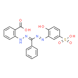 ChemSpider 2D Image | 2-[(2E)-2-{[(E)-(2-Hydroxy-5-sulfophenyl)diazenyl](phenyl)methylene}hydrazino]benzoic acid | C20H16N4O6S