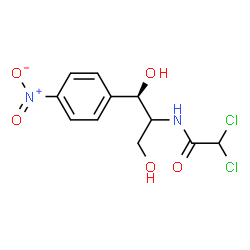 ChemSpider 2D Image | 2,2-Dichloro-N-[(1R)-1,3-dihydroxy-1-(4-nitrophenyl)-2-propanyl]acetamide | C11H12Cl2N2O5
