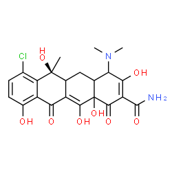 ChemSpider 2D Image | (6S)-7-Chloro-4-(dimethylamino)-3,6,10,12,12a-pentahydroxy-6-methyl-1,11-dioxo-1,4,4a,5,5a,6,11,12a-octahydro-2-tetracenecarboxamide | C22H23ClN2O8