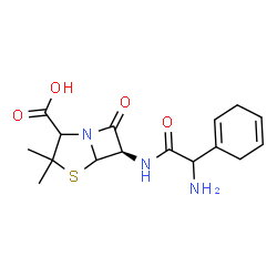 ChemSpider 2D Image | (6R)-6-{[Amino(1,4-cyclohexadien-1-yl)acetyl]amino}-3,3-dimethyl-7-oxo-4-thia-1-azabicyclo[3.2.0]heptane-2-carboxylic acid | C16H21N3O4S