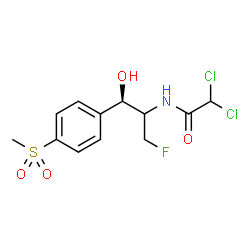 ChemSpider 2D Image | 2,2-Dichloro-N-{(1R)-3-fluoro-1-hydroxy-1-[4-(methylsulfonyl)phenyl]-2-propanyl}acetamide | C12H14Cl2FNO4S