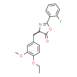 ChemSpider 2D Image | 4-(4-Ethoxy-3-methoxybenzylidene)-2-(2-fluorophenyl)-1,3-oxazol-5(4H)-one | C19H16FNO4