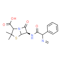 ChemSpider 2D Image | (6R)-3,3-Dimethyl-6-{[(methyleneamino)(phenyl)acetyl]amino}-7-oxo-4-thia-1-azabicyclo[3.2.0]heptane-2-carboxylic acid | C17H19N3O4S