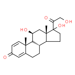 ChemSpider 2D Image | (9xi,11beta,14xi,17xi)-11,17,21-Trihydroxypregna-1,4-diene-3,20-dione | C21H28O5