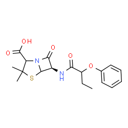 ChemSpider 2D Image | (6R)-3,3-Dimethyl-7-oxo-6-[(2-phenoxybutanoyl)amino]-4-thia-1-azabicyclo[3.2.0]heptane-2-carboxylic acid | C18H22N2O5S