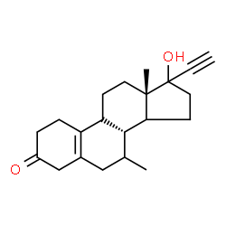 ChemSpider 2D Image | (9xi,14xi,17xi)-17-Hydroxy-7-methyl-19-norpregn-5(10)-en-20-yn-3-one | C21H28O2