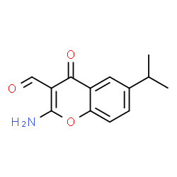 ChemSpider 2D Image | 2-Amino-6-isopropyl-4-oxo-4H-chromene-3-carbaldehyde | C13H13NO3