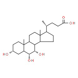 ChemSpider 2D Image | (3alpha,6alpha,7alpha,8xi,9xi,10xi,13xi,14xi,17xi)-3,6,7-Trihydroxycholan-24-oic acid | C24H40O5